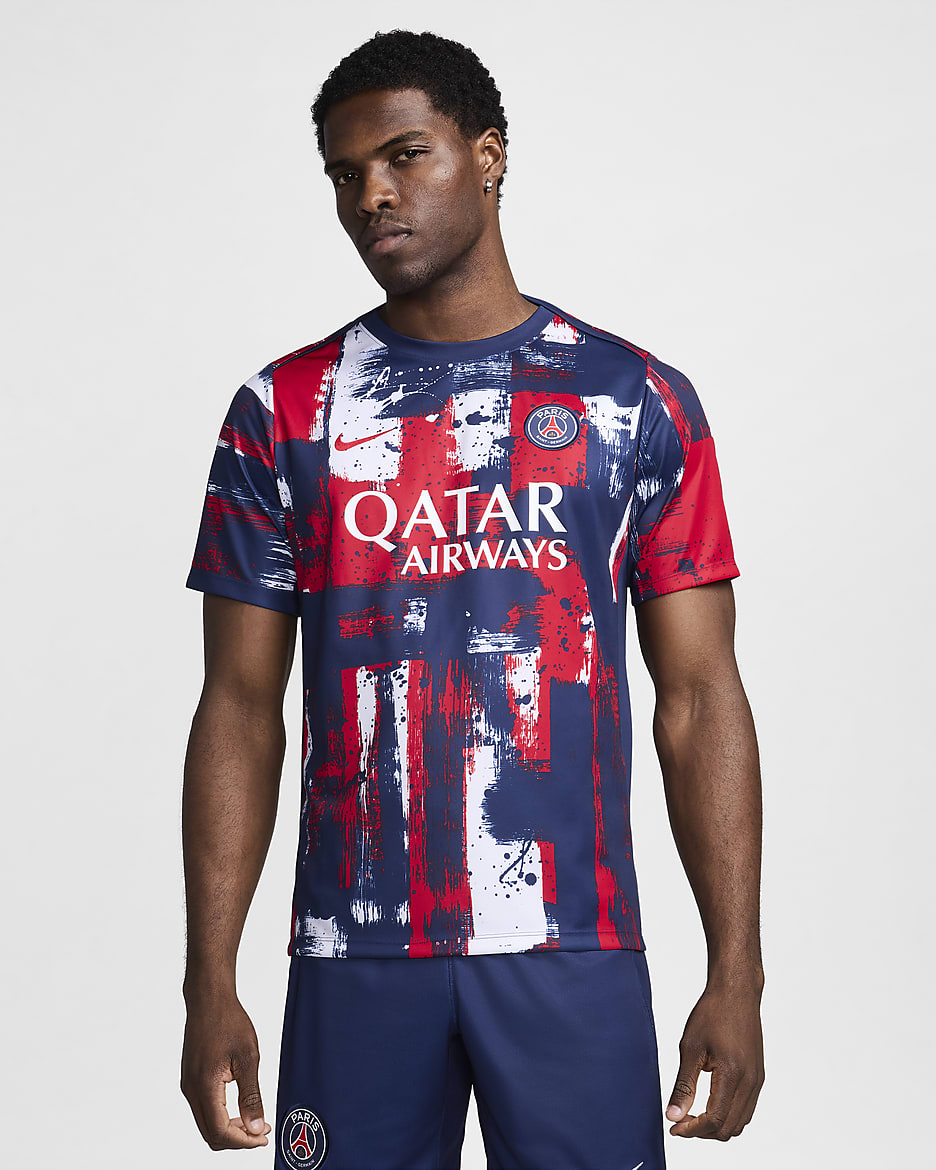 Primera equipacion Academy Pro Paris Saint Germain Camiseta de futbol de manga corta para antes del partido Nike Dri FIT Hombre